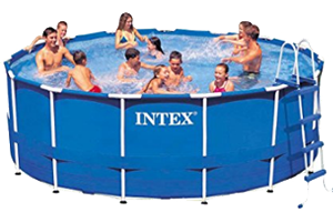 Intex 15x48 Metal Frame Above Ground Pool with Pool Cover