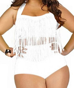 Creabygirls Plus Size High Waist Swimsuit